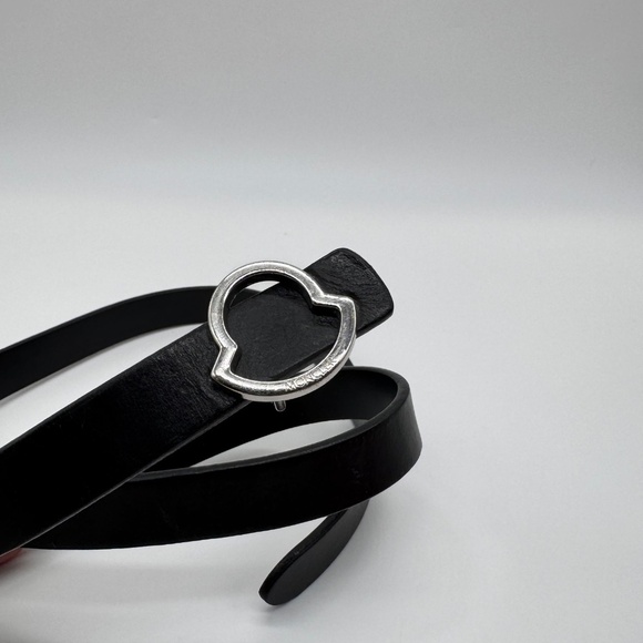 Moncler Authentic Black Leather Logo Buckle Belt Size 40 Pre-Owned - Picture 6 of 8